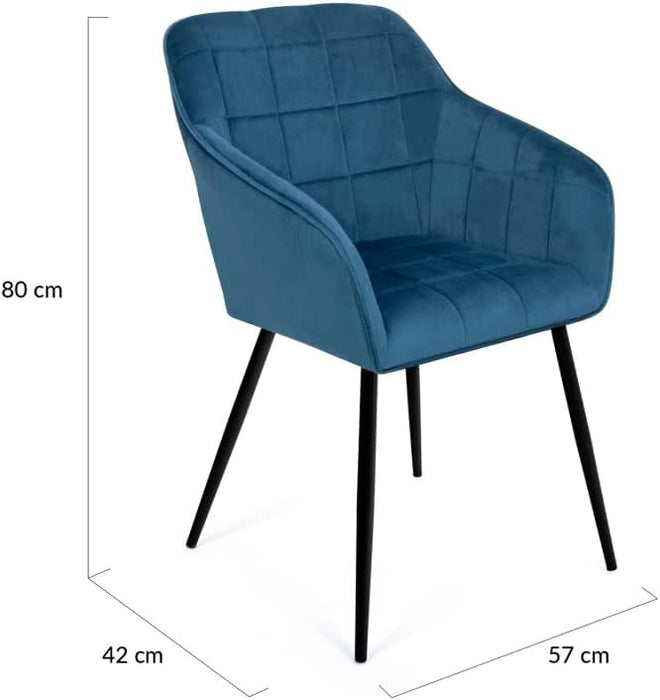 Lot of 2 MADDY Blue Velvet Dining chairs