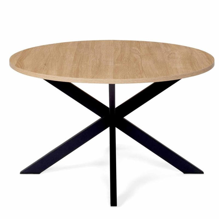 Wooden top coffee table with black feet white background