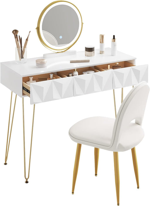 Make up Table with 3-Level Adjustable LED Mirror