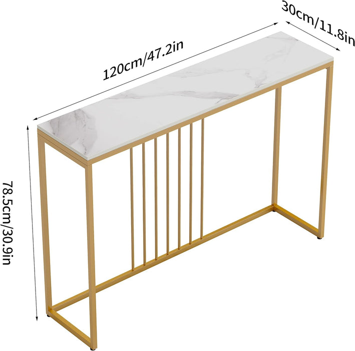 Marble Entryway Console Table, 120cm White Scandinavian