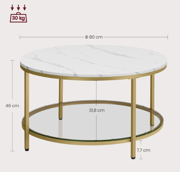 Round Coffee Table - Contemporary Style - Perfect for any Room