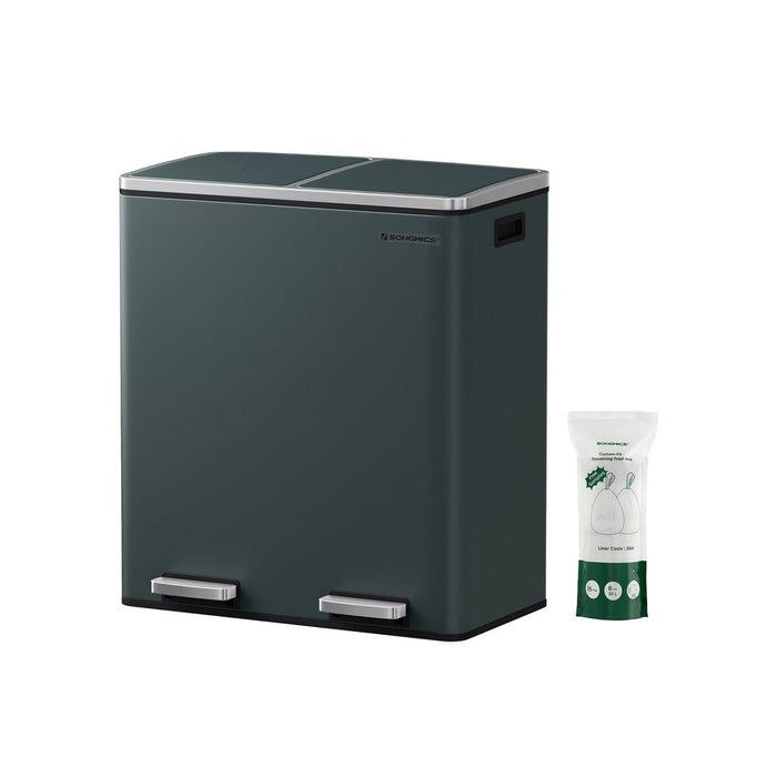 ♻️ 60L Double Recycle Pedal Bin – Stainless Steel Dual Compartment