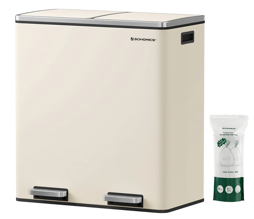 ♻️ 60L Double Recycle Pedal Bin – Stainless Steel Dual Compartment