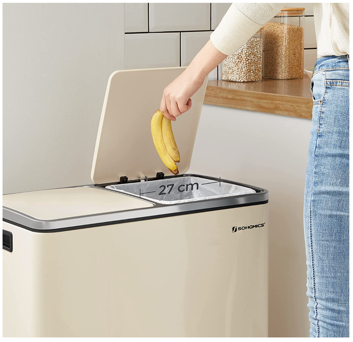 ♻️ 60L Double Recycle Pedal Bin – Stainless Steel Dual Compartment