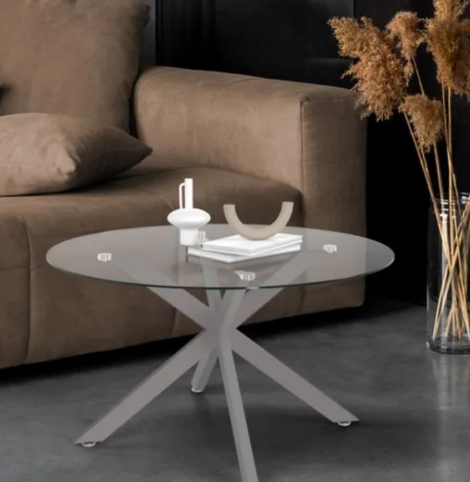 glass coffee table in living room