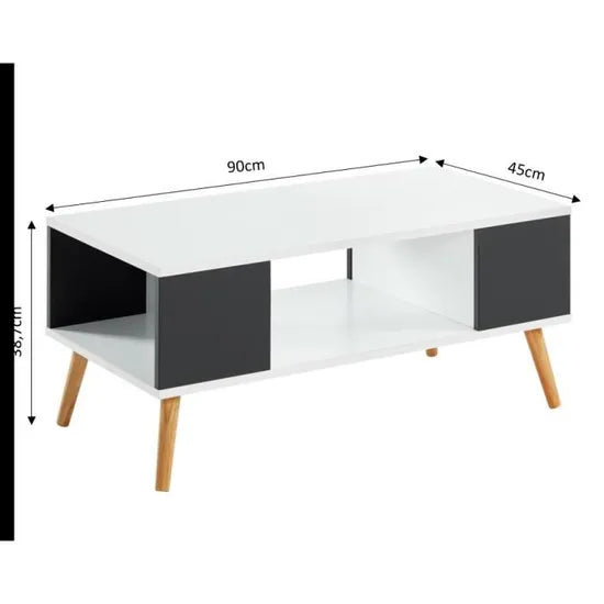 Bavette Scandinavian Style Coffee Table - White and Dark Grey