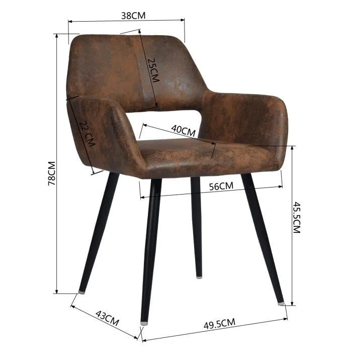 Lot of 2 Industrial Style Faux Brown Chairs