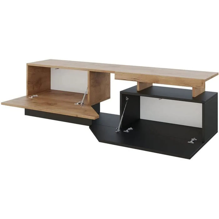 Low TV cabinet with opening without handle, 2 flaps/doors, TV cabinet