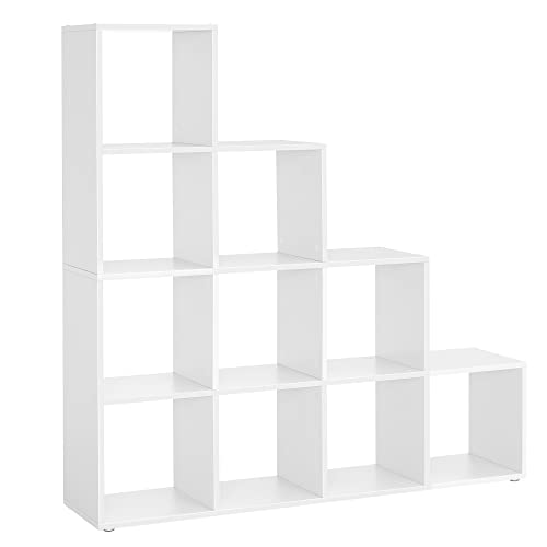 VASAGLE 10-Cube Bookcase, Bookshelf with Open Compartments, Storage Organiser for Decorations, Photos, Plants, in the Living Room, Bedroom, Home Office