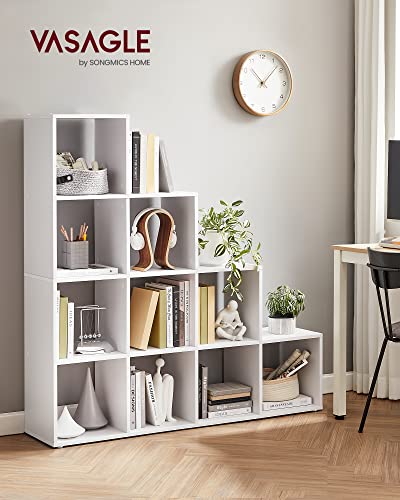 VASAGLE 10-Cube Bookcase, Bookshelf with Open Compartments, Storage Organiser for Decorations, Photos, Plants, in the Living Room, Bedroom, Home Office