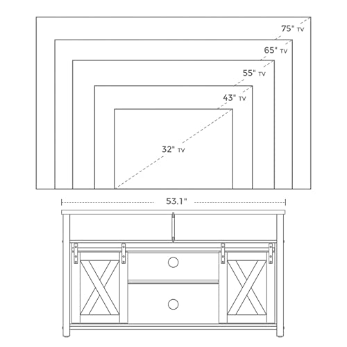 MDM TV Stand, with Sliding Barn Doors