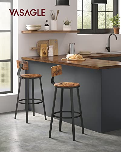 Bar Stools, Kitchen Stools, Set of 2 Tall Bar Chairs with Backrest