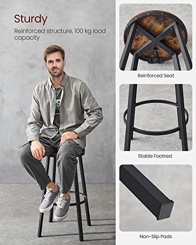 Bar Stools, Kitchen Stools, Set of 2 Tall Bar Chairs with Backrest
