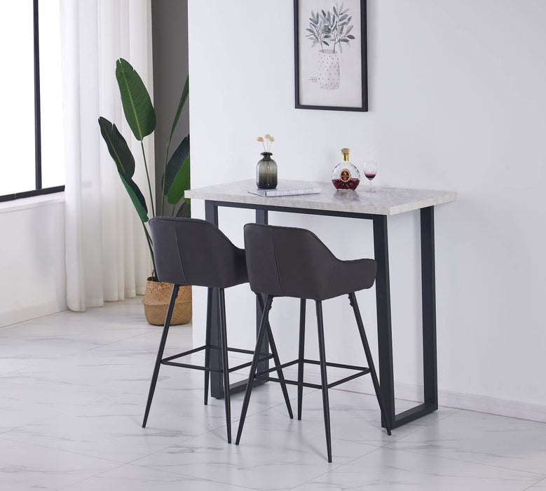 grey bar stools with high console