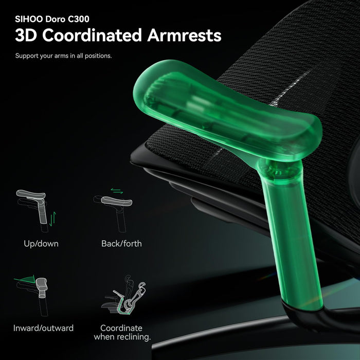 SIHOO Doro C300 Ergonomic Office Chair with Ultra Soft 3D Armrests