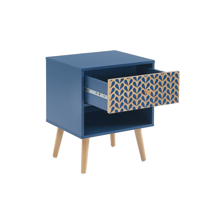 SARA Black and Oak Effect Bedside Table 40cm