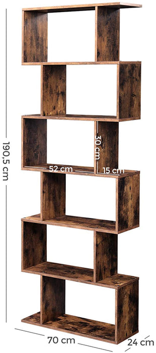 Modern Style Bookshelf  6 levels in wood dimensions: 190.5cms h x 70cms w x 24cmd