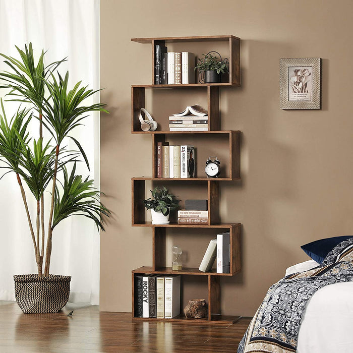 Modern Style Bookshelf  6 levels in wood in ambiance