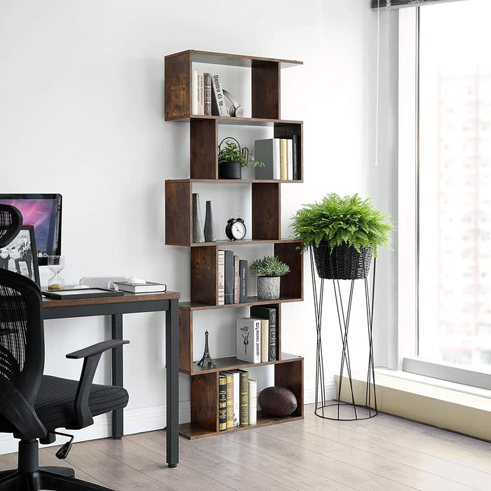 Modern Style Bookshelf 6 levels in wood in office