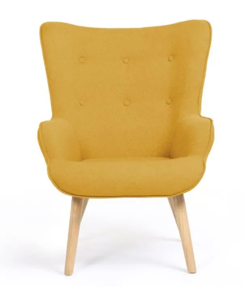 CANDY Scandinavian heather fabric armchair with wooden feet