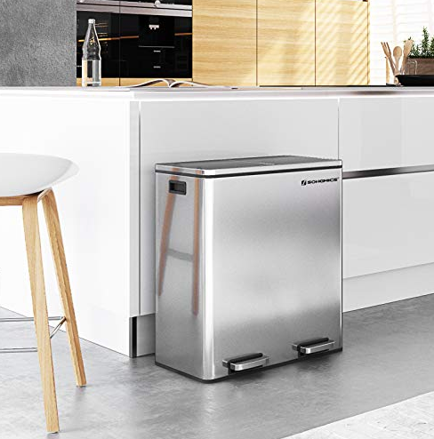 60L Kitchen Eco Waste Silver Trash Can - My Discount Malta