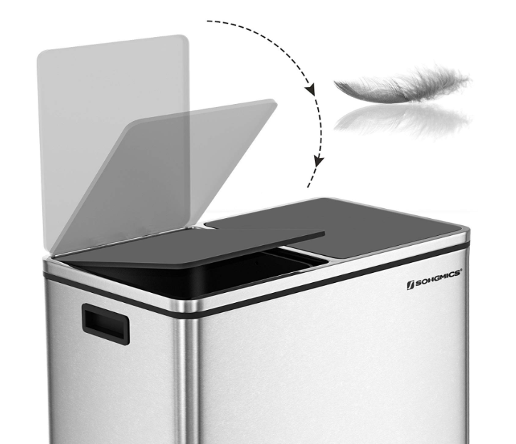 60L Kitchen Eco Waste Silver Trash Can - My Discount Malta