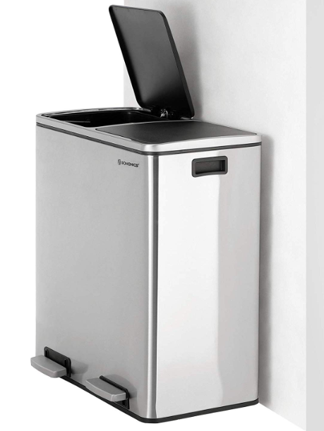 60L Kitchen Eco Waste Silver Trash Can - My Discount Malta