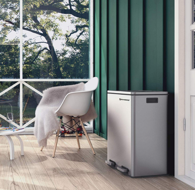 60L Kitchen Eco Waste Silver Trash Can - My Discount Malta