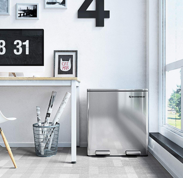 60L Kitchen Eco Waste Silver Trash Can - My Discount Malta