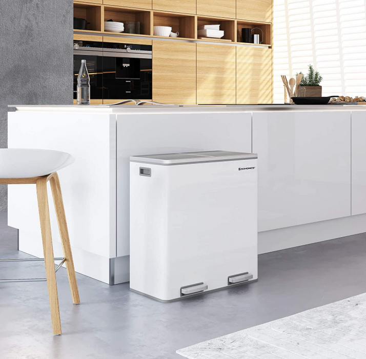 60L Double Recycle Pedal Bin White   boutique-discount-malta.myshopify.com My Discount Malta