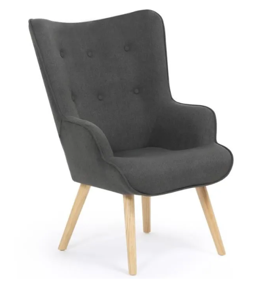 CANDY Scandinavian heather fabric armchair with wooden feet