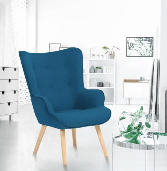 CANDY Scandinavian heather fabric armchair with wooden feet
