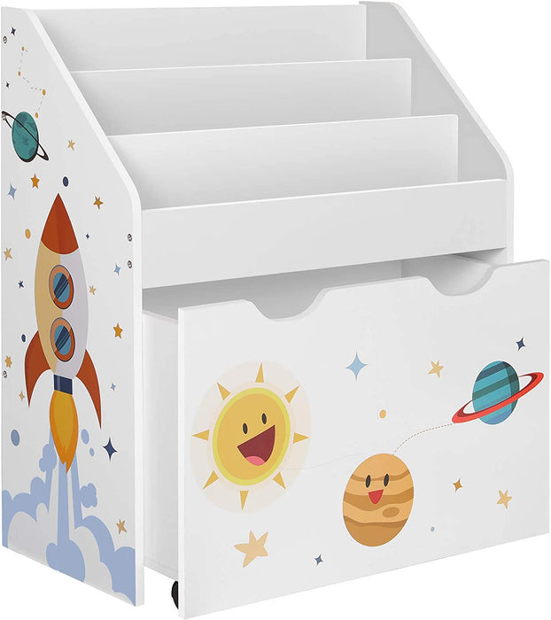Children's Bookcase, Toy Shelf with Wheels