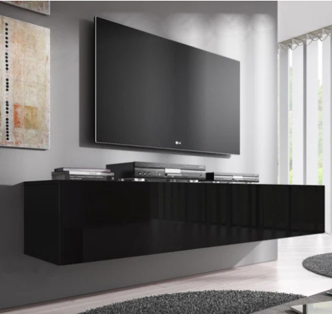 Black Gloss finish Floating Tv Unit with storage
