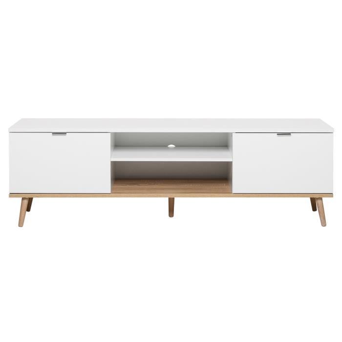 Gutenberg TV Unit - White with wooden features - scandinavian style