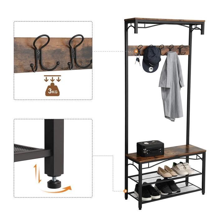 Rustic style cloakroom with Shoe shelf, Bench and Hooks.   Coat Hanger boutique-discount-malta.myshopify.com My Discount Malta