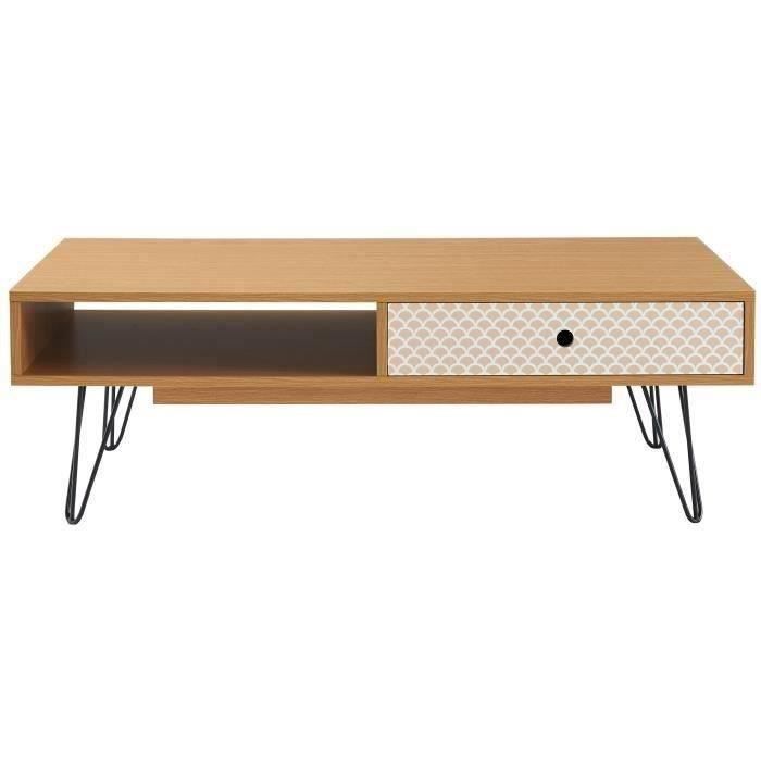 Nicolette vintage rectangular coffee table with pin legs