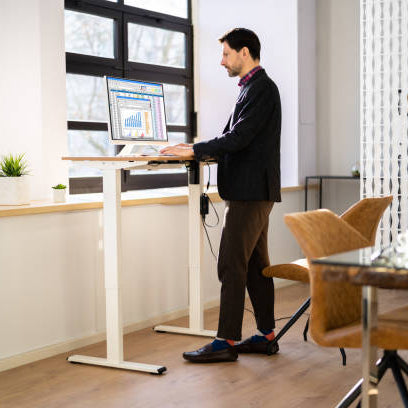 Sit and Stand Desk Malta in use at work