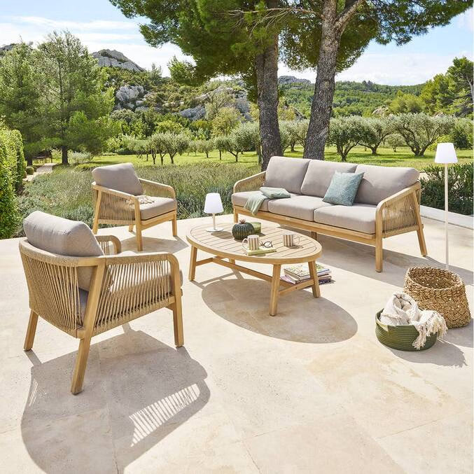 PAPEETE 5-Seater Outdoor Garden Lounge Set with Acacia Coffee Table