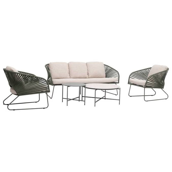 BILATO 5-Seater Outdoor Garden Lounge Set with Nesting Coffee Tables