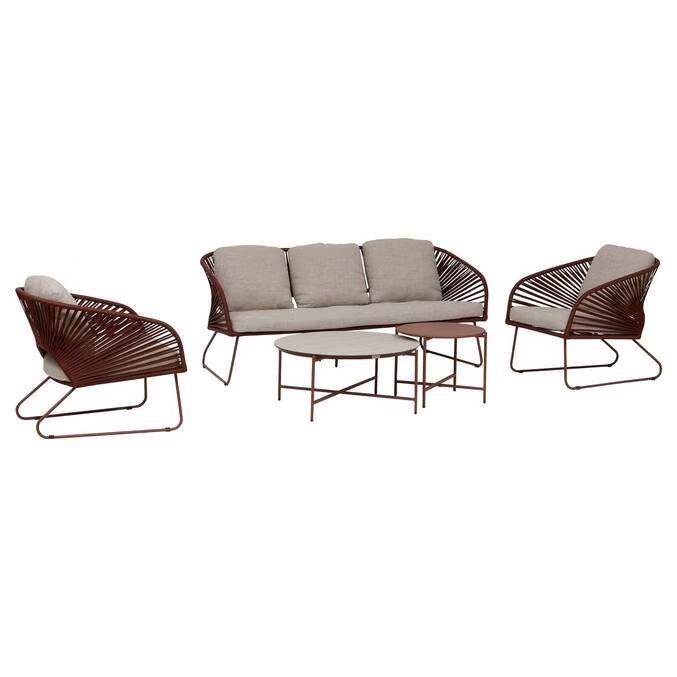 BILATO 5-Seater Outdoor Garden Lounge Set with Nesting Coffee Tables