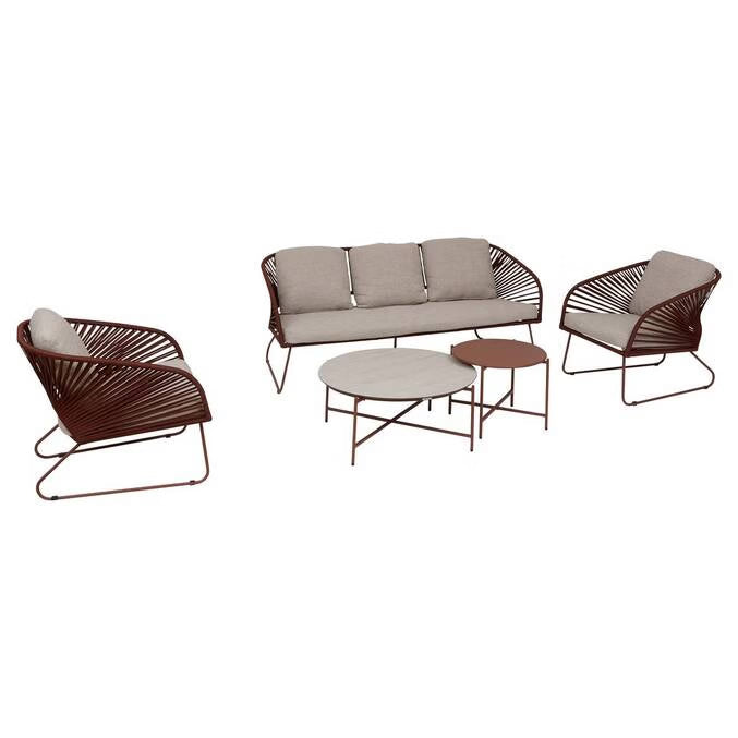BILATO 5-Seater Outdoor Garden Lounge Set with Nesting Coffee Tables