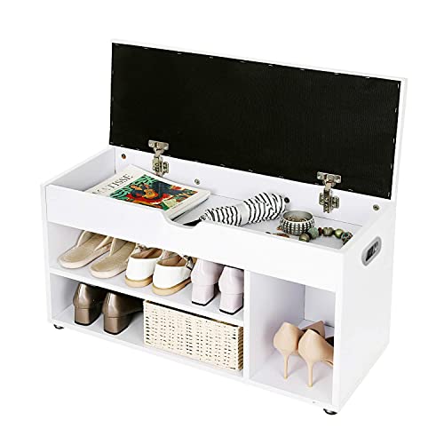 Shoe Bench, Storage Bench, 3 Compartments