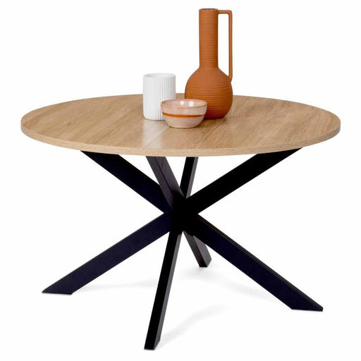 Wooden top coffee table with black feet