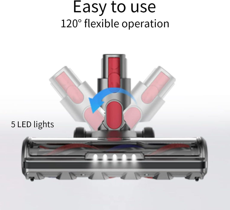 Brush Compatible with Dyson Vacuum Cleaner V7 V8 V10 V11 V15, Turbo Brush Head with 5 LED Lights for Hard Floors and Parquet