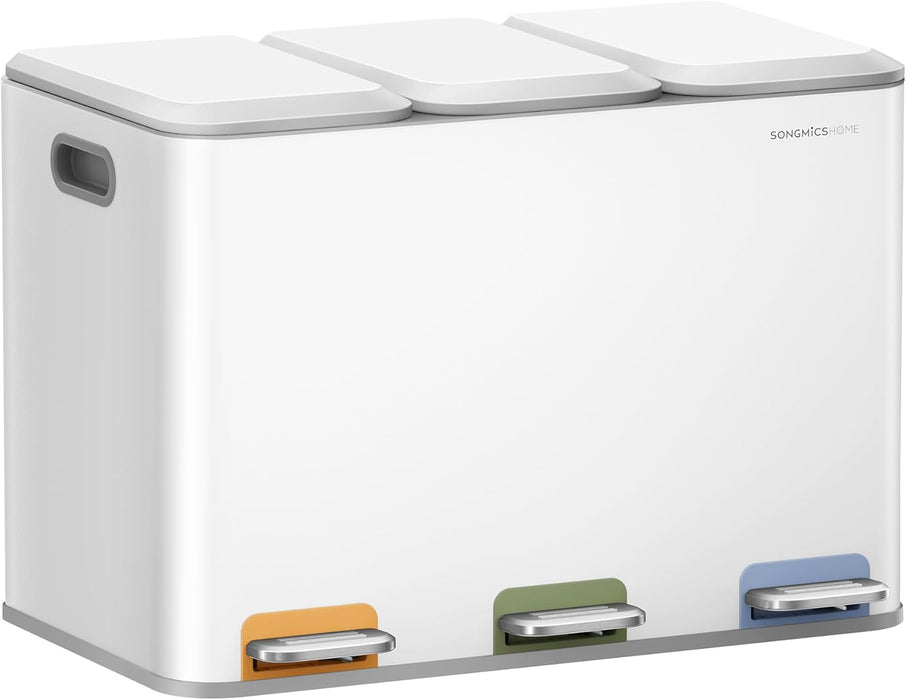 Triple Kitchen Recycling Bin 45L (3 x 15L) with Pedals