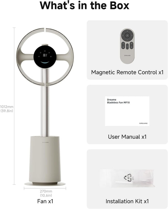 Dreame Bladeless Tower Fan – Smart Standing Fan with 270° Spatial Airflow & Temperature-Adaptive Cooling