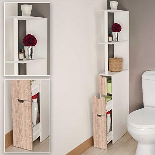 MDM 3-Door Shelf Toilet Cabinet Beech Color Space-saving for Toilets