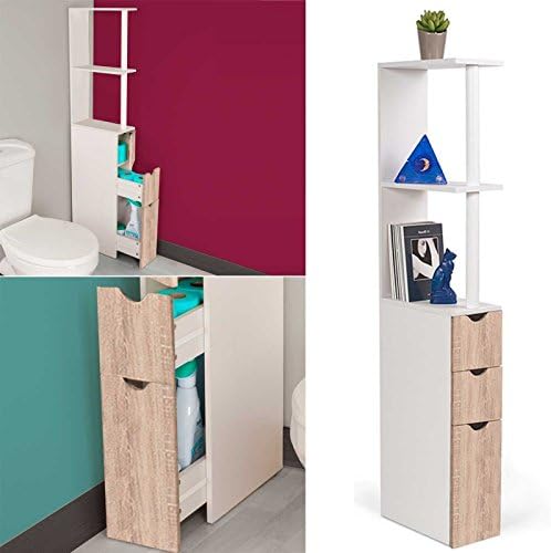 MDM 3-Door Shelf Toilet Cabinet Beech Color Space-saving for Toilets