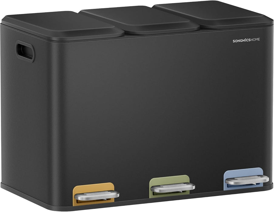 Triple Kitchen Recycling Bin 45L (3 x 15L) with Pedals